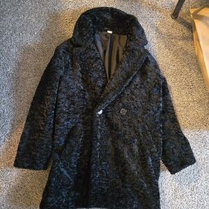 H&M Black Textured Pea Coat